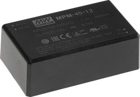 MPM-45-5, Блок питания AC-DC, 40Вт, вход 80…264В AC, 47…63Гц / 113…370В DC, выход 5В/8000мА, КПД 88%, ток утечки <100мкА/264В AC, изоляция 4000В AC, в корпусе 87х52х29.5мм, -30…+80°С MPM-45-5, Mean well, Блок питания AC-DC, 40Вт, вход 80…264В AC, 47…63Гц / 113…370В DC, выход 5В/8000мА, КПД 88%, ток утечки <100мкА/264В AC, изоляция 4000В AC, в корпусе 87х52х29.5мм, -30…+80°С