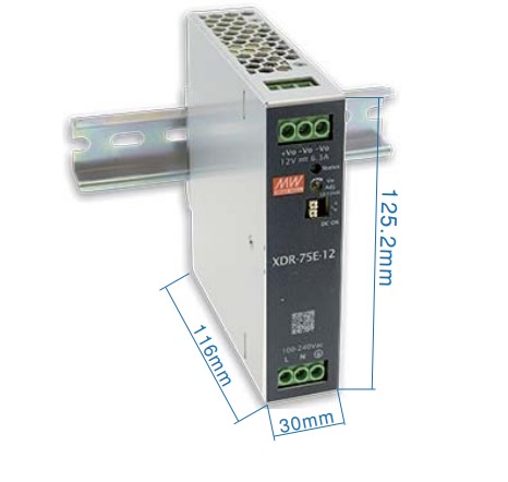 XDR-75E-48, Блок питания AC-DC, 75Вт, вх.85…264V AC, 47…63Гц /120…370В DC, вых.48В/1.6A, рег. вых 48…55В, изол.3000В AC, DC OK, в кожухе на DIN-рейку 30х125.2х116мм,-40…+70°С, 3 года гарантии XDR-75E-48, Mean well, Блок питания AC-DC, 75Вт, вх.85…264V AC, 47…63Гц /120…370В DC, вых.48В/1.6A, рег. вых 48…55В, изол.3000В AC, DC OK, в кожухе на DIN-рейку 30х125.2х116мм,-40…+70°С, 3 года гарантии